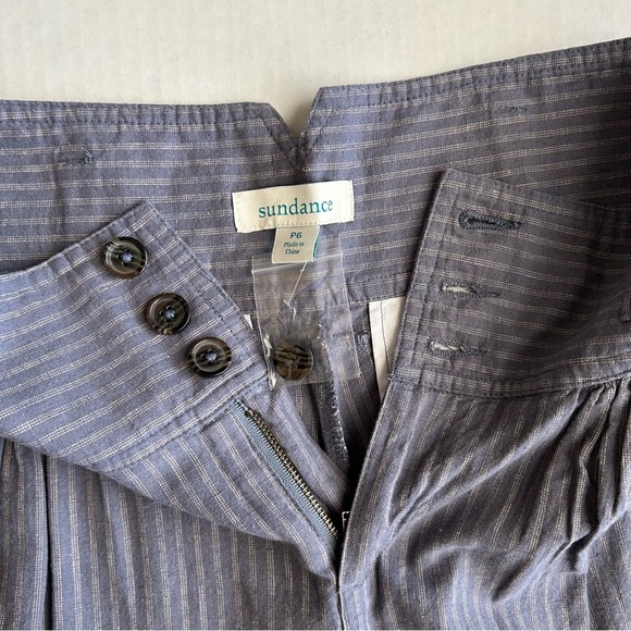 NWOT Sundance Women’s Blue Gray Striped Pleated Amelia Trouser Pants Size 6P - Picture 7 of 11